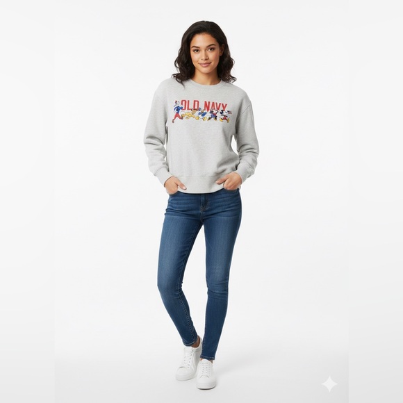 Old Navy Sweaters - Old Navy Light Gray Cartoon Sweatshirt